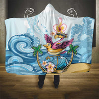 Hawaii Flamingo Hooded Blanket Plumeria Tropical Beach