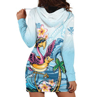 Hawaii Flamingo Hoodie Dress Plumeria Tropical Beach - Wonder Print Shop