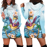 Hawaii Flamingo Hoodie Dress Plumeria Tropical Beach - Wonder Print Shop