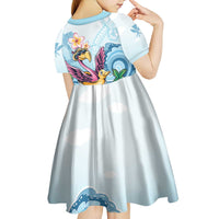 Hawaii Flamingo Kid Short Sleeve Dress Plumeria Tropical Beach - Wonder Print Shop