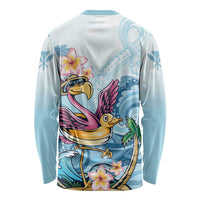 Hawaii Flamingo Long Sleeve Shirt Plumeria Tropical Beach - Wonder Print Shop