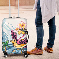 Hawaii Flamingo Luggage Cover Plumeria Tropical Beach - Wonder Print Shop
