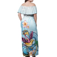 Hawaii Flamingo Off Shoulder Maxi Dress Plumeria Tropical Beach - Wonder Print Shop