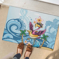 Hawaii Flamingo Rubber Doormat Plumeria Tropical Beach - Wonder Print Shop