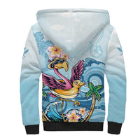 Hawaii Flamingo Sherpa Hoodie Plumeria Tropical Beach - Wonder Print Shop