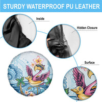 Hawaii Flamingo Spare Tire Cover Plumeria Tropical Beach - Wonder Print Shop