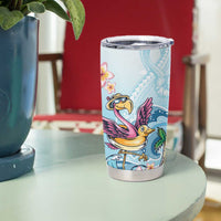 Hawaii Flamingo Tumbler Cup Plumeria Tropical Beach - Wonder Print Shop