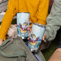 Hawaii Flamingo Tumbler Cup Plumeria Tropical Beach - Wonder Print Shop