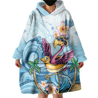 Hawaii Flamingo Wearable Blanket Hoodie Plumeria Tropical Beach - Wonder Print Shop