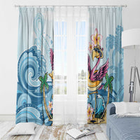 Hawaii Flamingo Window Curtain Plumeria Tropical Beach - Wonder Print Shop