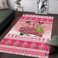 Flamingo Pink Christmas Area Rug Fa La La La Min Go - Wonder Print Shop
