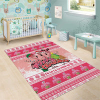 Flamingo Pink Christmas Area Rug Fa La La La Min Go - Wonder Print Shop