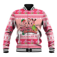 Flamingo Pink Christmas Baseball Jacket Fa La La La Min Go - Wonder Print Shop
