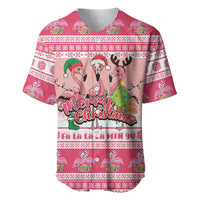 Flamingo Pink Christmas Baseball Jersey Fa La La La Min Go - Wonder Print Shop