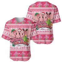 Flamingo Pink Christmas Baseball Jersey Fa La La La Min Go - Wonder Print Shop