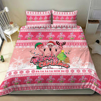 Flamingo Pink Christmas Bedding Set Fa La La La Min Go - Wonder Print Shop
