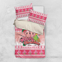 Flamingo Pink Christmas Bedding Set Fa La La La Min Go - Wonder Print Shop