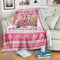 Flamingo Pink Christmas Blanket Fa La La La Min Go - Wonder Print Shop