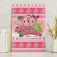 Flamingo Pink Christmas Canvas Wall Art Fa La La La Min Go - Wonder Print Shop