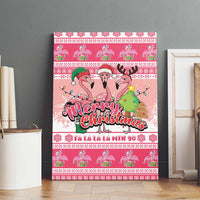 Flamingo Pink Christmas Canvas Wall Art Fa La La La Min Go - Wonder Print Shop