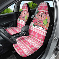 Flamingo Pink Christmas Car Seat Cover Fa La La La Min Go - Wonder Print Shop