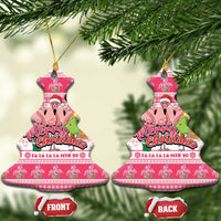 Flamingo Pink Christmas Ceramic Ornament Fa La La La Min Go - Wonder Print Shop