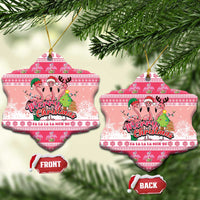 Flamingo Pink Christmas Ceramic Ornament Fa La La La Min Go - Wonder Print Shop