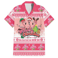 Flamingo Pink Christmas Hawaiian Shirt Fa La La La Min Go - Wonder Print Shop