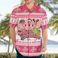 Flamingo Pink Christmas Hawaiian Shirt Fa La La La Min Go - Wonder Print Shop