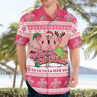 Flamingo Pink Christmas Hawaiian Shirt Fa La La La Min Go - Wonder Print Shop