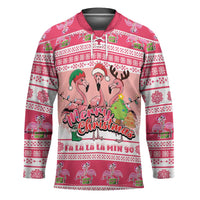 Flamingo Pink Christmas Hockey Jersey Fa La La La Min Go - Wonder Print Shop
