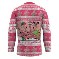 Flamingo Pink Christmas Hockey Jersey Fa La La La Min Go - Wonder Print Shop