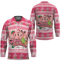 Flamingo Pink Christmas Hockey Jersey Fa La La La Min Go - Wonder Print Shop