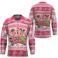 Flamingo Pink Christmas Hockey Jersey Fa La La La Min Go - Wonder Print Shop