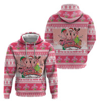 Flamingo Pink Christmas Hoodie Fa La La La Min Go - Wonder Print Shop