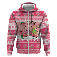 Flamingo Pink Christmas Hoodie Fa La La La Min Go - Wonder Print Shop