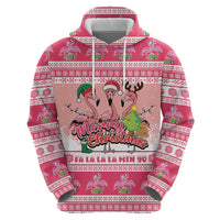 Flamingo Pink Christmas Hoodie Fa La La La Min Go - Wonder Print Shop