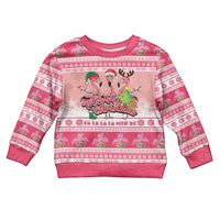 Flamingo Pink Christmas Kid Ugly Christmas Sweater Fa La La La Min Go - Wonder Print Shop