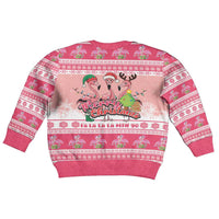 Flamingo Pink Christmas Kid Ugly Christmas Sweater Fa La La La Min Go - Wonder Print Shop