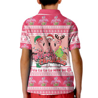Flamingo Pink Christmas Kid Polo Shirt Fa La La La Min Go - Wonder Print Shop