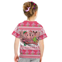 Flamingo Pink Christmas Kid T Shirt Fa La La La Min Go - Wonder Print Shop