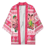 Flamingo Pink Christmas Kimono Fa La La La Min Go - Wonder Print Shop