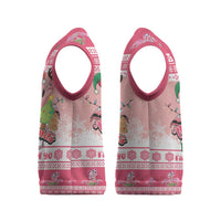 Flamingo Pink Christmas Knitted V-Neck Vest Fa La La La Min Go - Wonder Print Shop