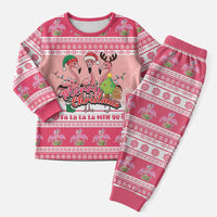 Flamingo Pink Christmas Pajama Set Fa La La La Min Go - Wonder Print Shop