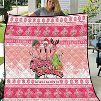 Flamingo Pink Christmas Quilt Fa La La La Min Go - Wonder Print Shop