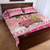 Flamingo Pink Christmas Quilt Bed Set Fa La La La Min Go - Wonder Print Shop