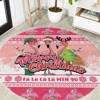 Flamingo Pink Christmas Round Carpet Fa La La La Min Go - Wonder Print Shop