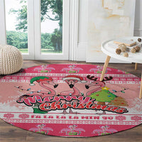Flamingo Pink Christmas Round Carpet Fa La La La Min Go - Wonder Print Shop
