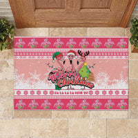 Flamingo Pink Christmas Rubber Doormat Fa La La La Min Go - Wonder Print Shop