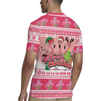 Flamingo Pink Christmas Rugby Jersey Fa La La La Min Go - Wonder Print Shop